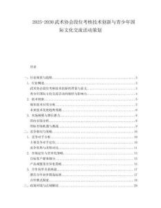 2025-2030武術(shù)協(xié)會段位考核技術(shù)創(chuàng)新與青少年國際文化交流活動策劃