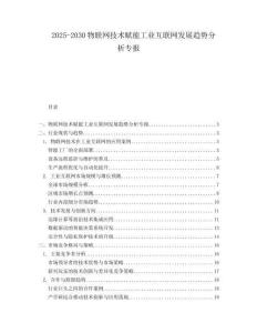 2025-2030物聯(lián)網(wǎng)技術(shù)賦能工業(yè)互聯(lián)網(wǎng)發(fā)展趨勢分析專報(bào)