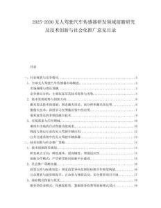 2025-2030無人駕駛汽車傳感器研發領域前瞻研究及技術創新與社會化推廣意見目錄