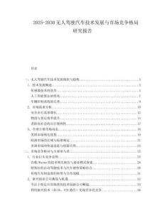 2025-2030無人駕駛汽車技術發展與市場競爭格局研究報告