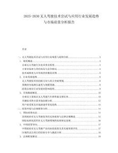 2025-2030無(wú)人駕駛技術(shù)嘗試與應(yīng)用行業(yè)發(fā)展趨勢(shì)與市場(chǎng)前景分析報(bào)告