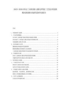 2025-2030西安工業(yè)機(jī)器人激光焊接工藝技術(shù)創(chuàng)新精度檢測(cè)市場(chǎng)供需研究報(bào)告