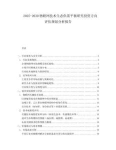 2025-2030物聯(lián)網(wǎng)技術(shù)生態(tài)供需平衡研究投資方向評估規(guī)劃分析報(bào)告