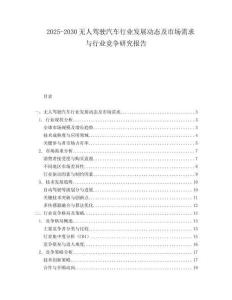 2025-2030無人駕駛汽車行業(yè)發(fā)展動態(tài)及市場需求與行業(yè)競爭研究報(bào)告