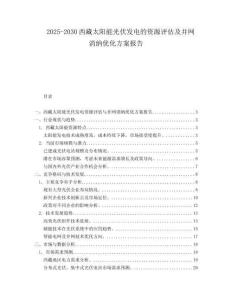 2025-2030西藏太陽能光伏發(fā)電的資源評估及并網(wǎng)消納優(yōu)化方案報告