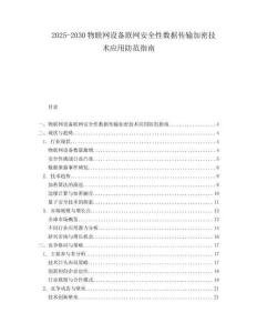 2025-2030物聯(lián)網設備聯(lián)網安全性數據傳輸加密技術應用防范指南