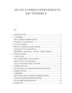 2025-2030無(wú)人駕駛技術(shù)行業(yè)需求分析現(xiàn)狀及產(chǎn)業(yè)化推廣應(yīng)用發(fā)展建議書