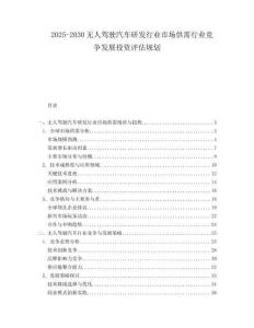 2025-2030無(wú)人駕駛汽車研發(fā)行業(yè)市場(chǎng)供需行業(yè)競(jìng)爭(zhēng)發(fā)展投資評(píng)估規(guī)劃