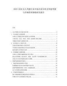 2025-2030無(wú)人駕駛行業(yè)市場(chǎng)全面分析及智能駕駛與車輛管理策略研究報(bào)告