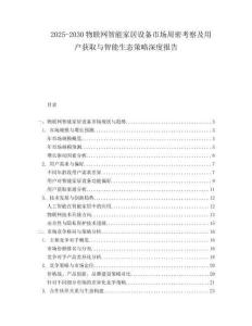 2025-2030物聯(lián)網(wǎng)智能家居設(shè)備市場(chǎng)周密考察及用戶獲取與智能生態(tài)策略深度報(bào)告