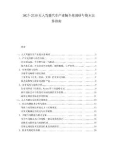 2025-2030無人駕駛汽車產(chǎn)業(yè)鏈全景調(diào)研與資本運(yùn)作指南