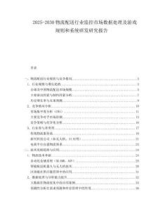2025-2030物流配送行業(yè)監(jiān)控市場數(shù)據(jù)處理及游戲規(guī)則和系統(tǒng)研發(fā)研究報(bào)告