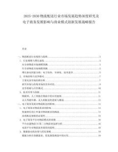 2025-2030物流配送行業(yè)市場發(fā)展趨勢深度研究及電子商務(wù)發(fā)展影響與商業(yè)模式創(chuàng)新發(fā)展戰(zhàn)略報告