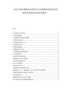 2025-2030舞蹈培訓(xùn)學(xué)校行業(yè)市場現(xiàn)狀供需分析及投資評估規(guī)劃分析研究報告