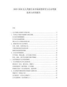 2025-2030無人駕駛行業(yè)市場(chǎng)深度研究與自動(dòng)駕駛技術(shù)與應(yīng)用報(bào)告