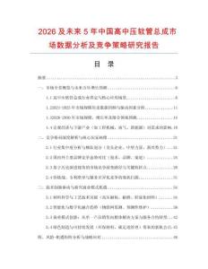 2026及未來5年中國高中壓軟管總成市場數(shù)據(jù)分析及競爭策略研究報告