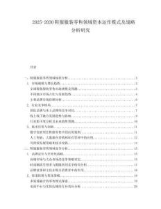 2025-2030鞋服服裝零售領(lǐng)域資本運(yùn)作模式及戰(zhàn)略分析研究