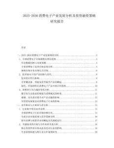 2025-2030消費(fèi)電子產(chǎn)業(yè)發(fā)展分析及投資融資策略研究報(bào)告
