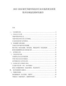 2025-2030現(xiàn)代節(jié)能環(huán)保技術(shù)行業(yè)市場供需分析投資評估規(guī)劃發(fā)展研究報告