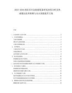 2025-2030消防員應(yīng)急救援裝備研發(fā)深度分析及熱成像儀技術(shù)檢測(cè)與滅火效能提升方案