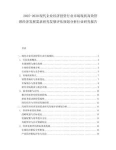 2025-2030現(xiàn)代企業(yè)經(jīng)濟(jì)投資行業(yè)市場(chǎng)現(xiàn)狀高效管理經(jīng)濟(jì)發(fā)展需求研究發(fā)展評(píng)估規(guī)劃分析行業(yè)研究報(bào)告