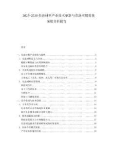 2025-2030先進(jìn)材料產(chǎn)業(yè)技術(shù)革新與市場應(yīng)用前景深度分析報告