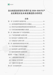 金冶煉廢渣資源化利用行業(yè)2026-2030年產(chǎn)業(yè)發(fā)展現(xiàn)狀及未來發(fā)展趨勢分析研究