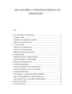 2025-2030消費電子市場發(fā)展分析及消費走向與管理創(chuàng)新研究報告