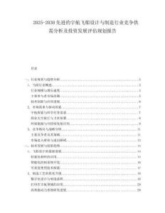 2025-2030先進(jìn)的宇航飛船設(shè)計(jì)與制造行業(yè)競爭供需分析及投資發(fā)展評估規(guī)劃報(bào)告