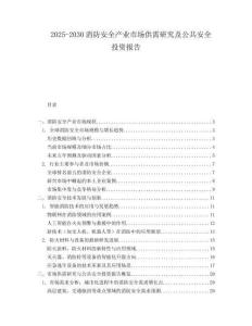 2025-2030消防安全產(chǎn)業(yè)市場(chǎng)供需研究及公共安全投資報(bào)告