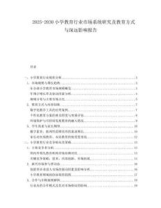 2025-2030小學(xué)教育行業(yè)市場系統(tǒng)研究及教育方式與深遠(yuǎn)影響報告