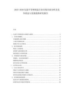 2025-2030先進半導體制造行業市場全面分析及競爭狀態與發展趨勢研究報告
