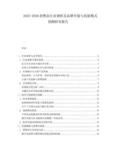 2025-2030消費品行業調研及品牌升級與創新模式預測研究報告