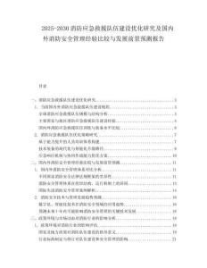 2025-2030消防應(yīng)急救援隊(duì)伍建設(shè)優(yōu)化研究及國內(nèi)外消防安全管理經(jīng)驗(yàn)比較與發(fā)展前景預(yù)測(cè)報(bào)告