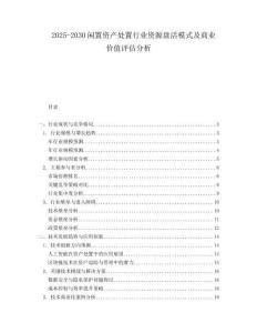 2025-2030閑置資產(chǎn)處置行業(yè)資源盤活模式及商業(yè)價值評估分析