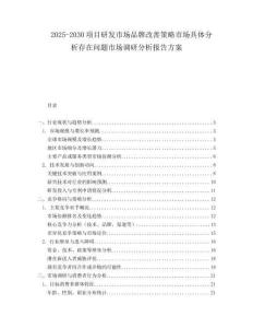 2025-2030項目研發(fā)市場品牌改善策略市場具體分析存在問題市場調(diào)研分析報告方案