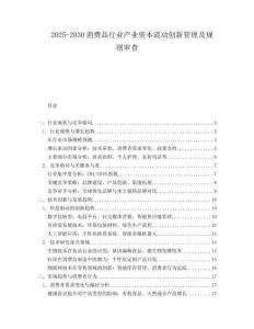 2025-2030消費(fèi)品行業(yè)產(chǎn)業(yè)資本流動(dòng)創(chuàng)新管理及規(guī)則審查