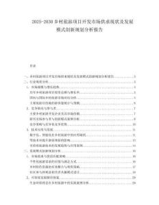 2025-2030鄉(xiāng)村旅游項(xiàng)目開發(fā)市場供求現(xiàn)狀及發(fā)展模式創(chuàng)新規(guī)劃分析報(bào)告