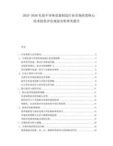 2025-2030先進半導體設備制造行業(yè)市場供需核心技術投資評估規(guī)劃分析研究報告