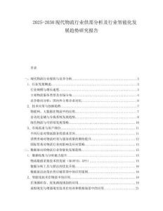 2025-2030現(xiàn)代物流行業(yè)供需分析及行業(yè)智能化發(fā)展趨勢(shì)研究報(bào)告