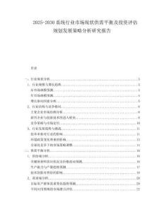 2025-2030系統(tǒng)行業(yè)市場現(xiàn)狀供需平衡及投資評估規(guī)劃發(fā)展策略分析研究報告