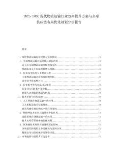 2025-2030現(xiàn)代物流運(yùn)輸行業(yè)效率提升方案與全球供應(yīng)鏈布局優(yōu)化規(guī)劃分析報(bào)告