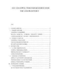 2025-2030消費電子領域市場快速發展解讀及創新突破與商業模式研究報告