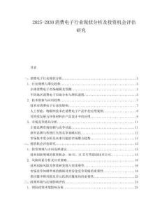 2025-2030消費電子行業(yè)現(xiàn)狀分析及投資機會評估研究