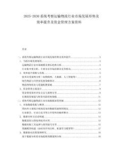 2025-2030系統(tǒng)考察運(yùn)輸物流行業(yè)市場(chǎng)發(fā)展形勢(shì)及效率提升及資金管理方案資料