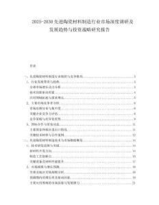 2025-2030先進(jìn)陶瓷材料制造行業(yè)市場深度調(diào)研及發(fā)展趨勢與投資戰(zhàn)略研究報(bào)告