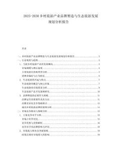 2025-2030鄉(xiāng)村旅游產(chǎn)業(yè)品牌塑造與生態(tài)旅游發(fā)展規(guī)劃分析報(bào)告