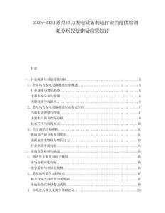2025-2030悉尼風(fēng)力發(fā)電設(shè)備制造行業(yè)當(dāng)前供給消耗分析投資建設(shè)前景探討