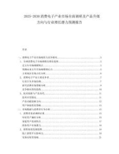 2025-2030消費(fèi)電子產(chǎn)業(yè)市場(chǎng)全面調(diào)研及產(chǎn)品升級(jí)方向與行業(yè)增長(zhǎng)潛力預(yù)測(cè)報(bào)告