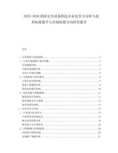 2025-2030消防安全設(shè)備制造企業(yè)競(jìng)爭(zhēng)力分析與技術(shù)標(biāo)準(zhǔn)提升與市場(chǎng)拓展方向研究報(bào)告